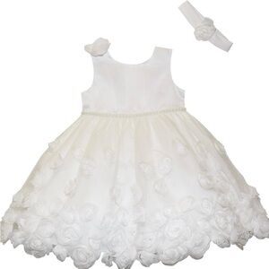Blueberi Boulevard White Floral Kids Formal Dress